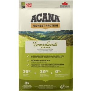 11,4 kg Acana Highest Protein Grasslands Hundefutter mit Lam und Ente