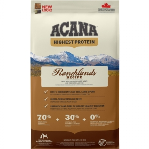 11,4 kg Acana Highest Protein Ranchlands Hundefutter mit Rindfleisch und Lammm