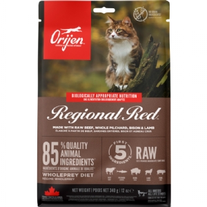 Orijen Regional Red Katzenfutter mit Rindfleisch, Sardine, Bison und Lamm