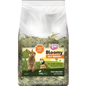 Lolo Bloomy 2 in 1 Snack mit Kräutern und Heu für Kaninchen und Nagetiere 400g