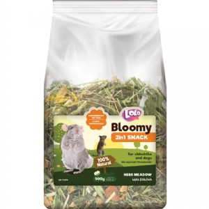 Lolo Bloomy 2 in 1 Snack mit Kräutern und Heu für Chinchillas und Degus 500g