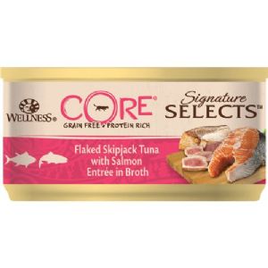 24 x 79 gr CORE Signature Selects Katzenfutter in Stücken mit Thunfisch und Lachs getreidefrei