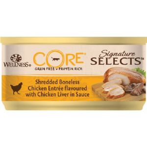 24 x 79 g CORE Signature Selects Katzenfutter, zerkleinert mit Huhn und Leber in getreidefreier Sauce