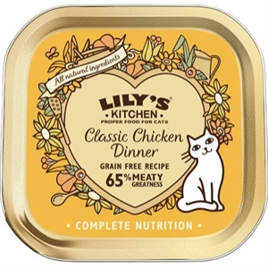 19 x 85 g Lilys Kitchen Classic Dinner Nassfutter für Katzen in Pastete mit Huhn – getreide- und zuckerfrei